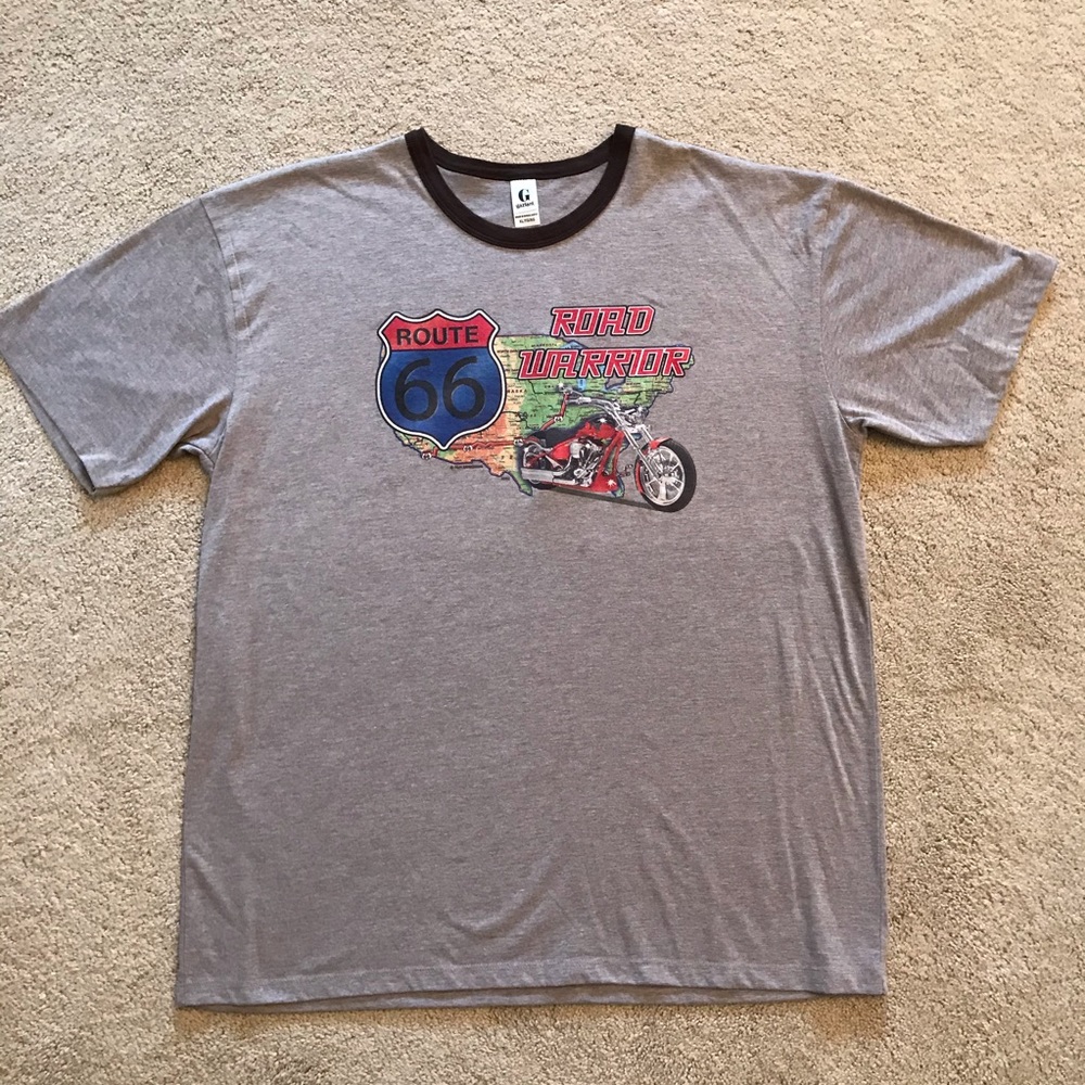 Road Warrior Route 66 Motorcycle Chopper T Shirt Size XL Lightweight Streetwear